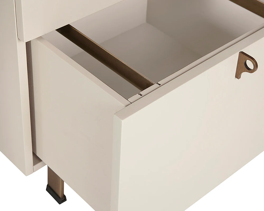 Celine Sleek Home Office Desk - Contemporary Workstation with Drawer Storage in Matte Cream - Image 3